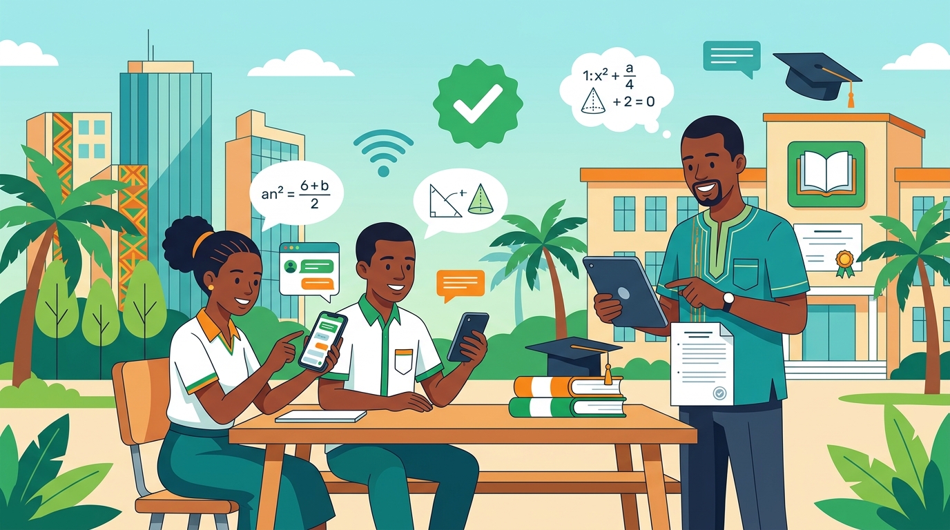 Illustration : Soutien scolaire BEPC et BAC via WhatsApp avec profs vérifiés